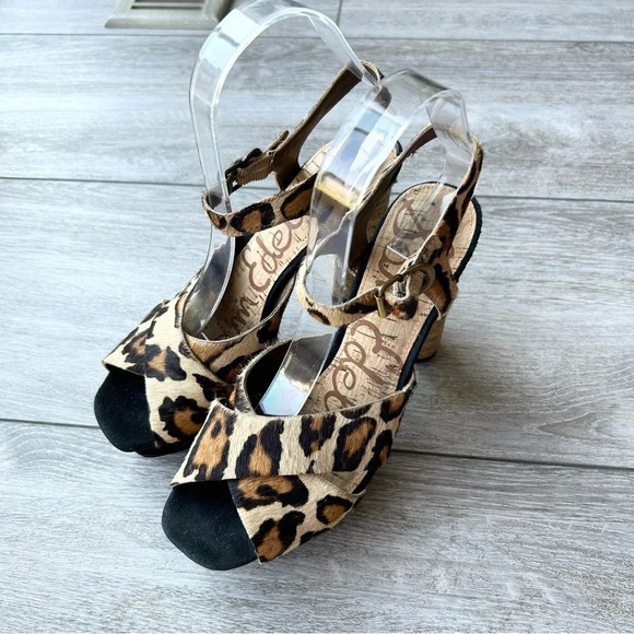 Sam Edelman Sqaure Toe Calf Hair Platform Heel Sandals - Picture 2 of 14